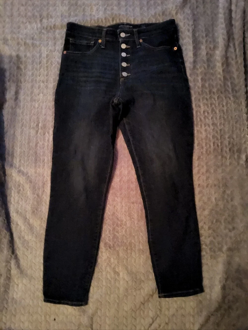 Lucky Brand High-Rise Button-Fly Skinny Jeans - Dark Blue Wash